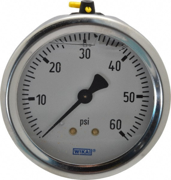 Wika 9767202 Pressure Gauge 2-1/2" Dial, 0 to 60 psi, 1/4" Thread, NPT, Center Back Mount