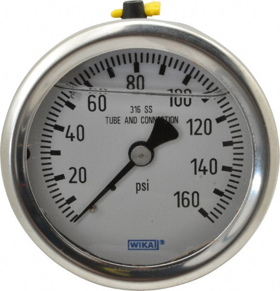 Wika 9833239 Pressure Gauge 2-1/2" Dial, 0 to 160 psi, 1/4" Thread, NPT, Center Back Mount
