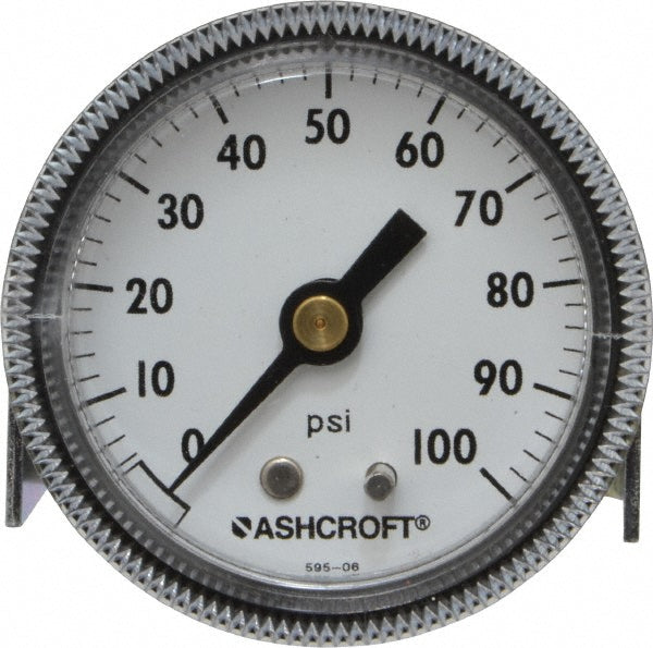 Ashcroft 662876000548 Pressure Gauge 2" Dial, 0 to 100 psi, 1/4" Thread, NPT, Center Back Mount