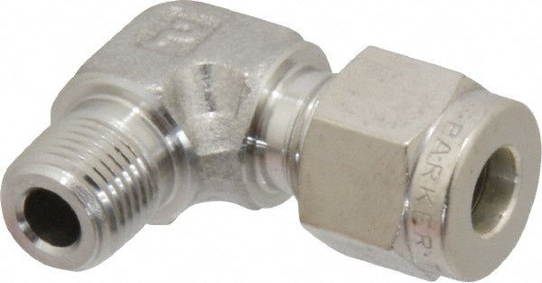 Parker 4MSEL2N-316 Compression Tube Male Elbow 1/8-27" Thread, Compression x MNPT