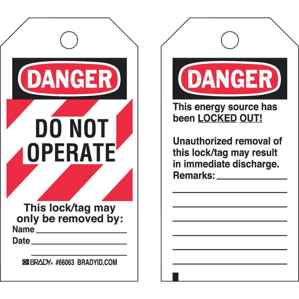 Brady 65520 Do Not Operate Tag Rectangle, Polyester, "Danger"