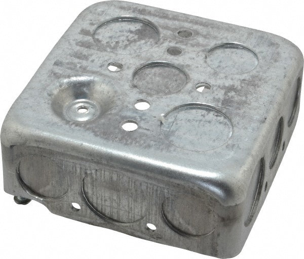 Thomas & Betts 52151 GB Electrical Junction Box Steel, Square, 4" OAH, 4" OAW, 1-1/2" OAD, 2 Gangs