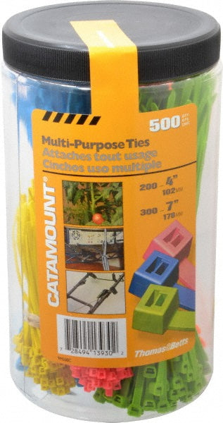 Thomas & Betts 9M500C 4 to 7 Inch Range, Blue, Green, Orange, Pink and Yellow Cable Ties