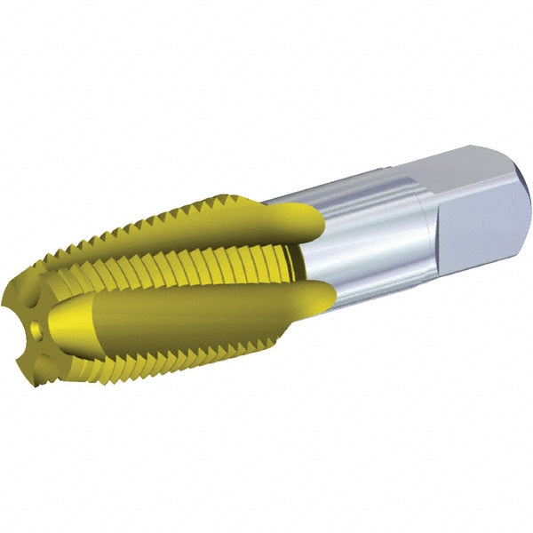Kennametal 5629796 1/8-27 NPT, 15° Helix, 4 Flutes, 2-1/2 - 3-1/2 Chamfer, TiN Finish, High Speed Steel, Spiral Flute Pipe Tap