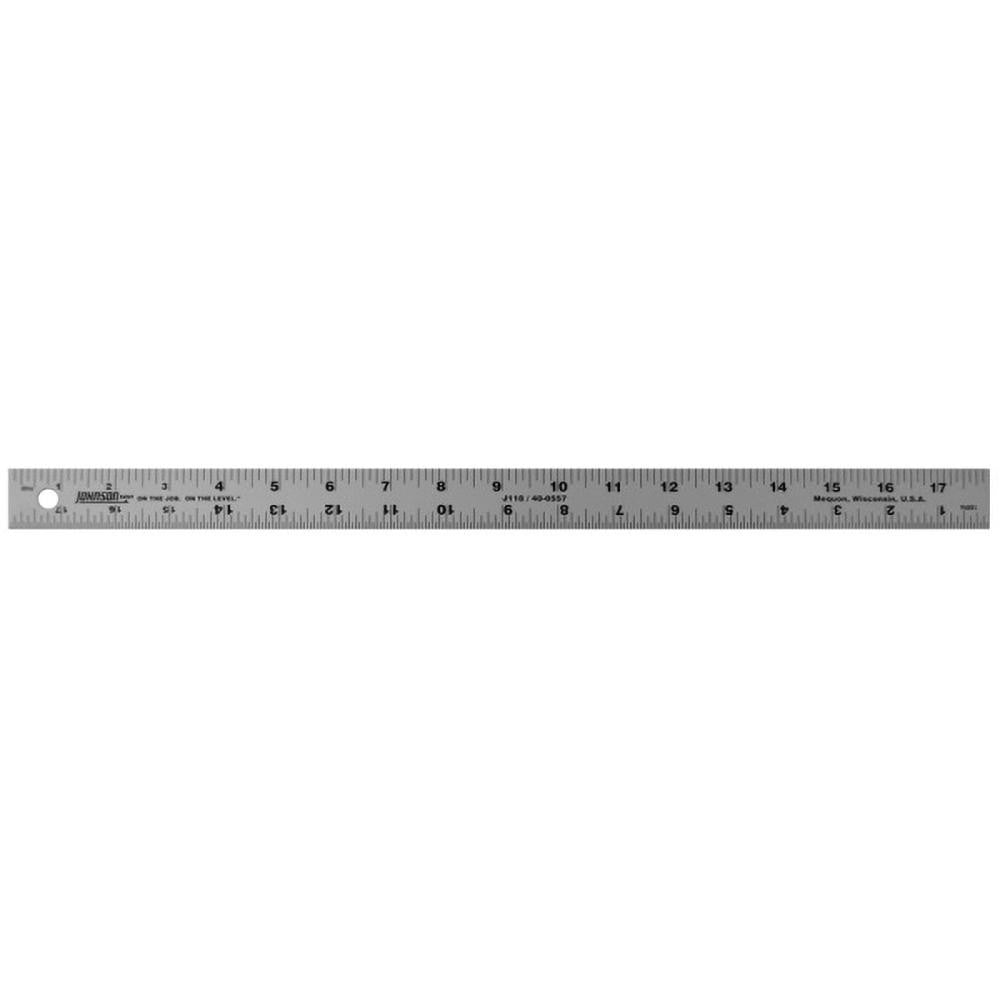 Johnson Level & Tool J118 Steel Rule 18" OAL, English Graduation, 1-1/8" OAW