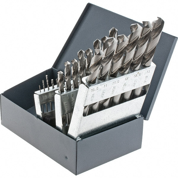 Cle-Line C18127 Drill Bit Set Jobber Length Drill Bits, 25 Pc, 118 deg, High-Speed Steel