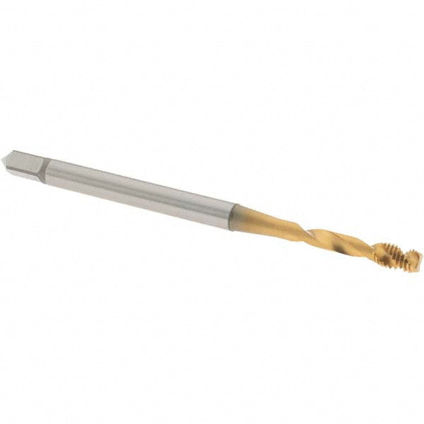 OSG 1645503054 Spiral Flute Tap M3x0.50, 2 Flutes, Modified Bottoming, 6H Class of Fit, Vanadium High Speed Steel, TIN Coated