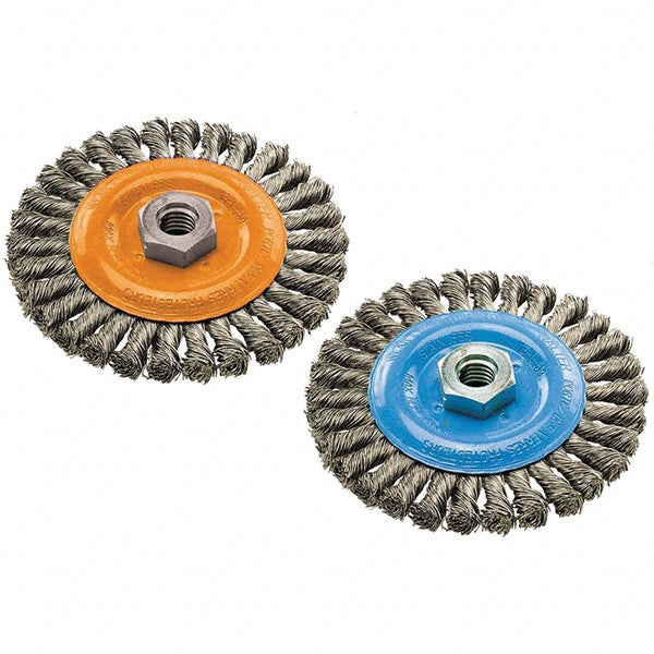 WALTER Surface Technologies 13L614 Wheel Brush 6" Wheel Dia, 3/8" Face Width, Knotted