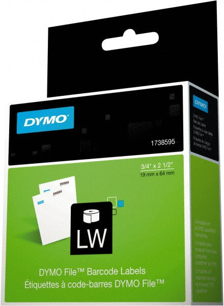 Dymo 1738595 Label Maker Label White, 2-1/2" OAL, 3/4" OAW, 450 per Roll, 1 Roll
