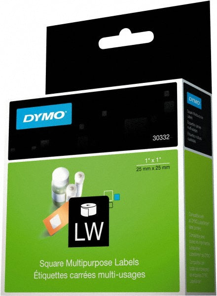 Dymo 30332 Label Maker Label White, 1" OAL, 1" OAW, 750 per Roll, 1 Roll