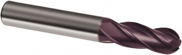 Guhring 9031650015900 Ball End Mill 1/16" Dia, 3/16" LOC, 4 Flute, Solid Carbide