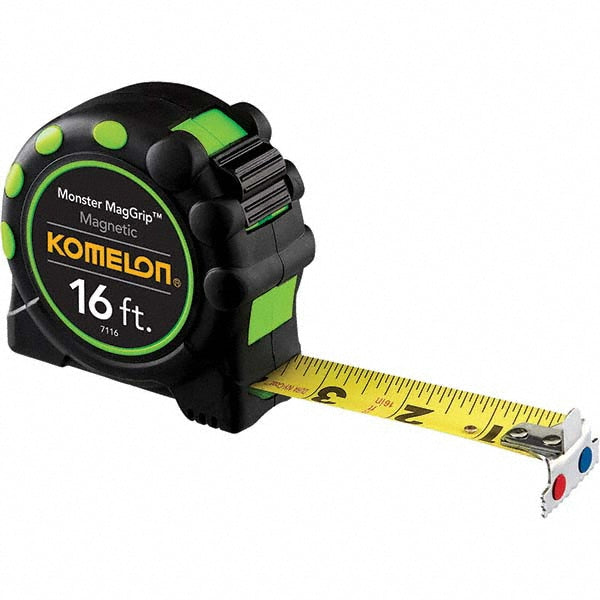 Komelon 7116 Tape Measure 16' Long, 1" Width, Yellow Blade