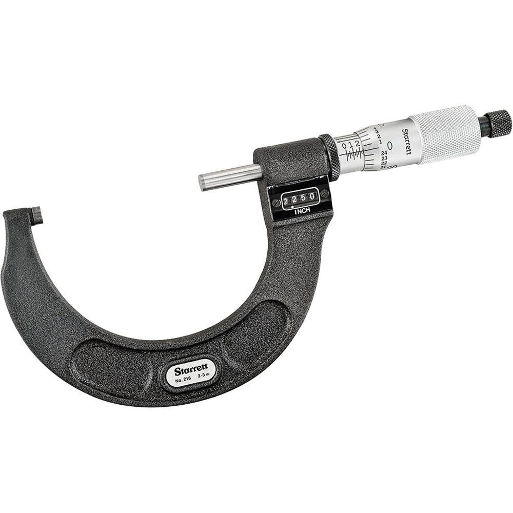 Starrett 63491 Mechanical Outside Micrometer 3" Range, 0.0001" Graduation