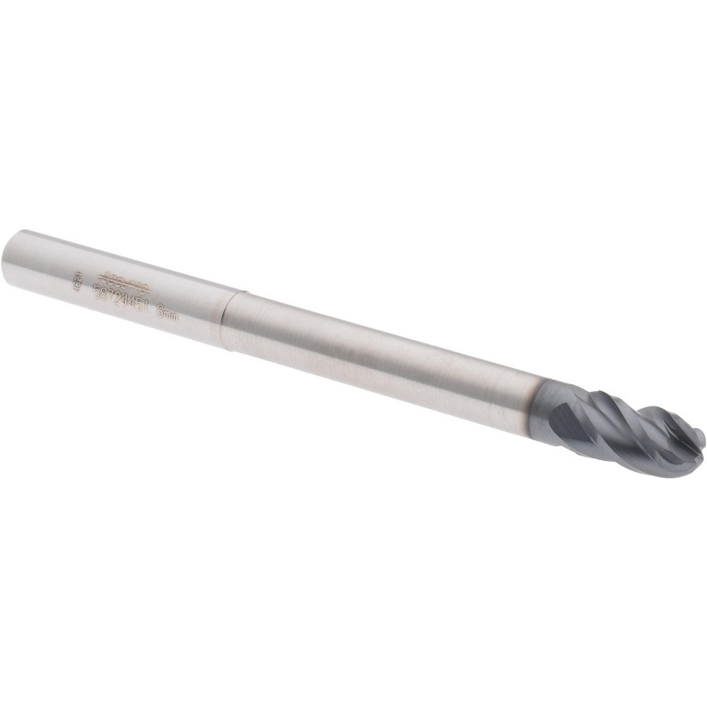 Accupro 58724451 Ball End Mill 0.315" Dia, 0.5512" LOC, 4 Flute, Solid Carbide