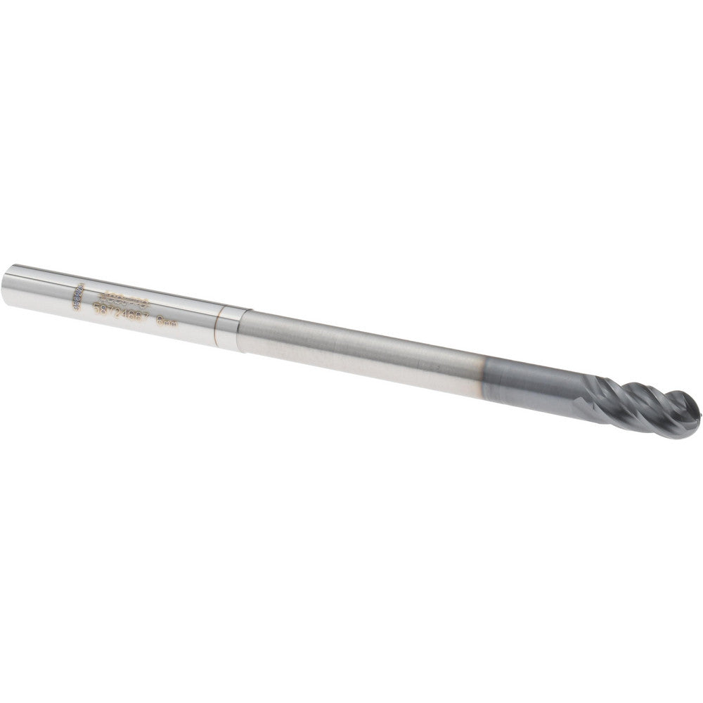 Accupro 58724667 Ball End Mill 6.00 mm Dia, 12.00 mm LOC, 4 Flute, Solid Carbide