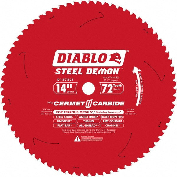 DIABLO D1472CF Wet & Dry Cut Saw Blade 14" Dia, 1" Arbor Hole, 72 Teeth