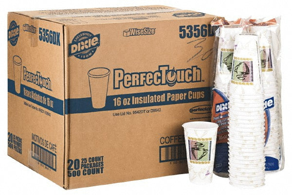 Dixie DXE5356DX Pack of (500) Dixie Insulated Paper Hot Cups, 16 oz