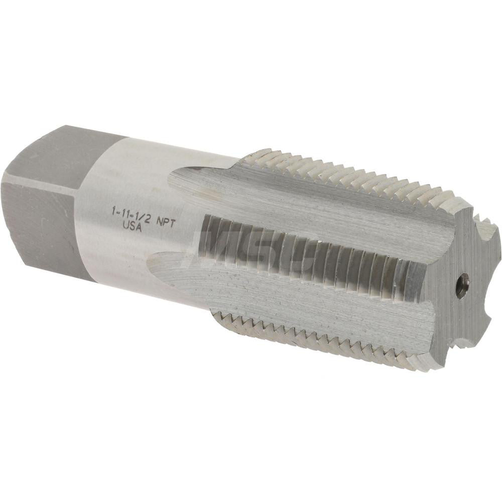 Hertel 793U 1 Standard Pipe Tap 1 - 11-1/2, NPT, 5 Flutes, Carbon Steel, Bright/Uncoated