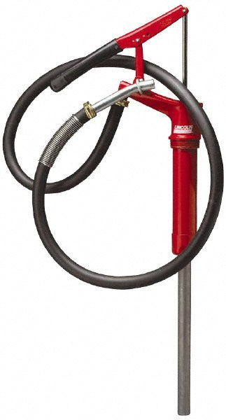 Lincoln 1335 Hand-Operated Drum Pumps Pump Type Lever Ounces per Stroke 8.00 Strokes Per Gallon 8.000 Material Steel For Use With Antifreeze Diesel Heating Oils Heavy & Light Oils Kerosene Motor Oil Petroleum Based Fluids Transmission Fluid