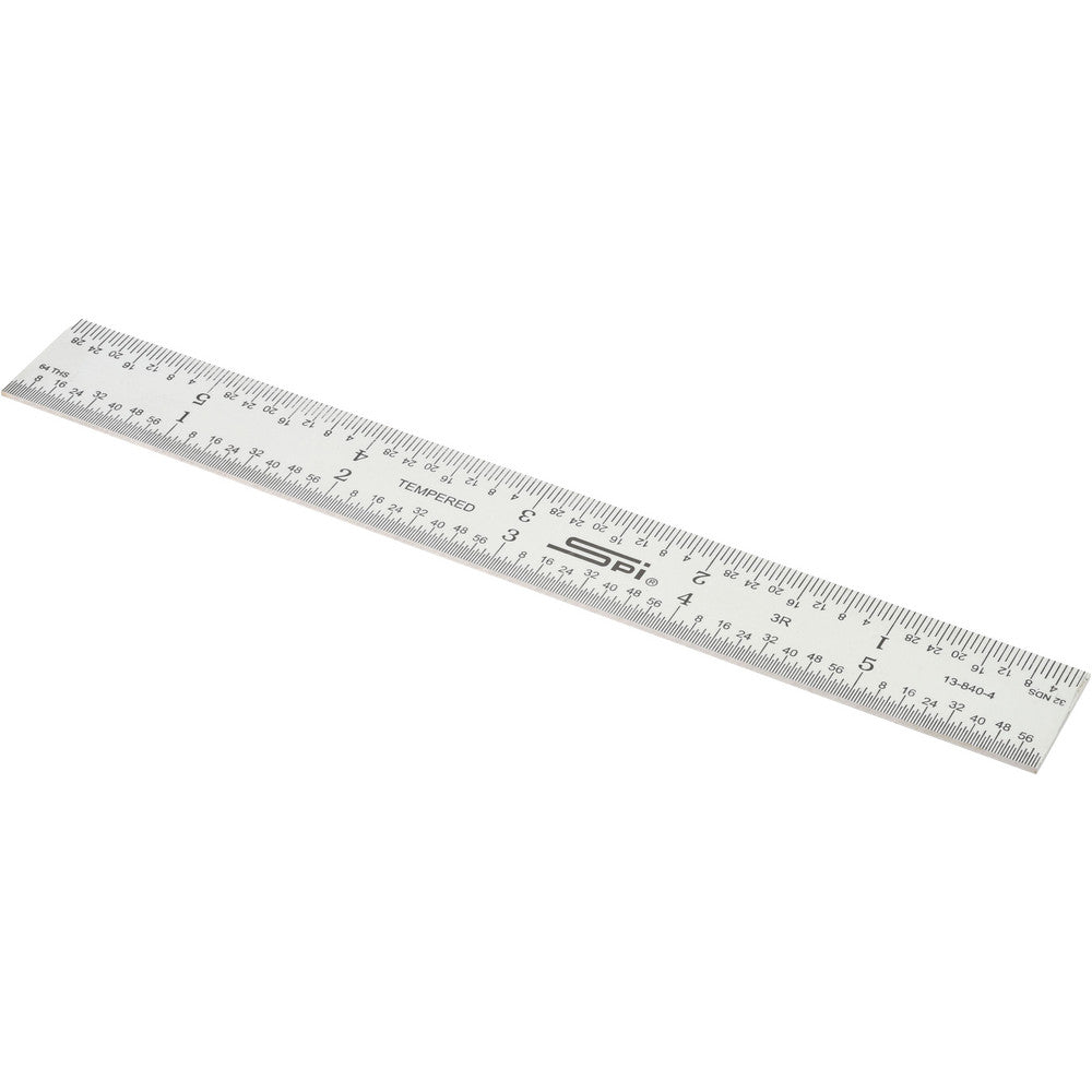 SPI 13-840-4 Steel Rule 6" OAL, 3R Graduation, Rigid, 3/4" OAW