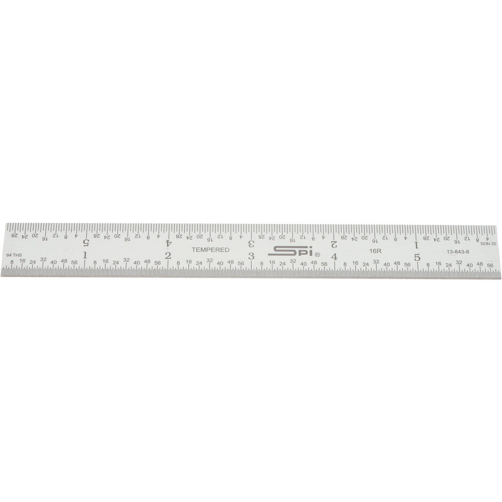SPI 13-843-8 Steel Rule 6" OAL, 16R Graduation, Rigid, 3/4" OAW