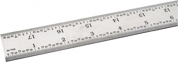 SPI 13-852-9 Steel Rule 18" OAL, 5R Graduation, Rigid, 1-1/8" OAW