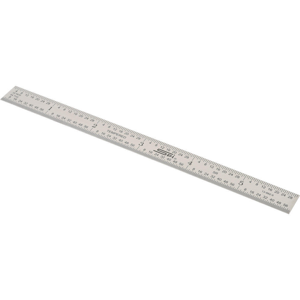 SPI 13-882-6 Steel Rule 6" OAL, 5R Graduation, Flexible, 1/2" OAW