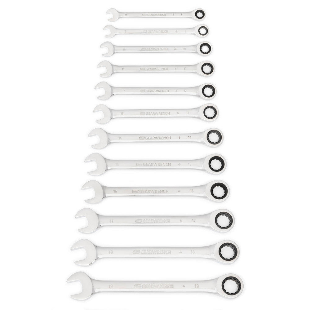 GEARWRENCH 9412 Combination Wrench Set 12 Pc, 10 mm 11 mm 12 mm 13 mm 14 mm 15 mm 16 mm 17 mm 18 mm 19 mm 8 mm & 9 mm Wrench, Metric