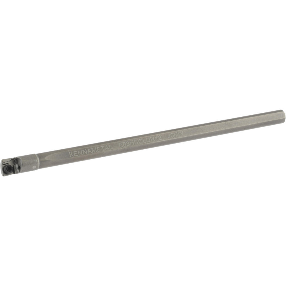 Kennametal 1271038 Indexable Boring Bar E03HSCLDR12, 0.224" Min Bore Dia, Right Hand Cut, 3/16" Shank Dia, 5 ° Lead Angle, Solid Carbide (Shank), Steel (Head)