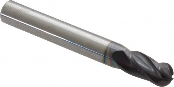 Hertel EM99924524 Ball End Mill 1/4" Dia, 1/2" LOC, 4 Flute, Solid Carbide