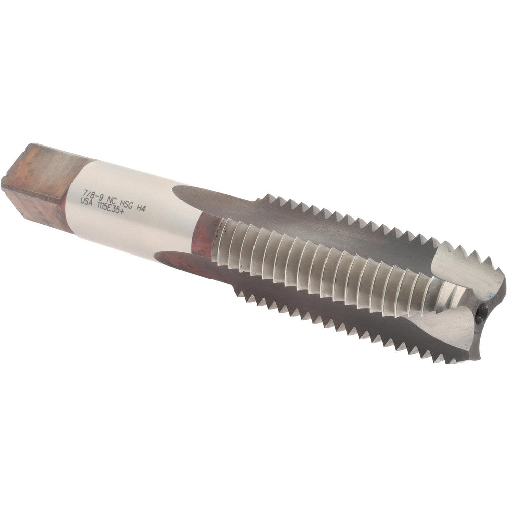 Hertel K013032AS Spiral Point Tap 7/8-9 UNC, 3 Flutes, Bottoming Chamfer, 3B Class of Fit, HSS, Bright/Uncoated Coated