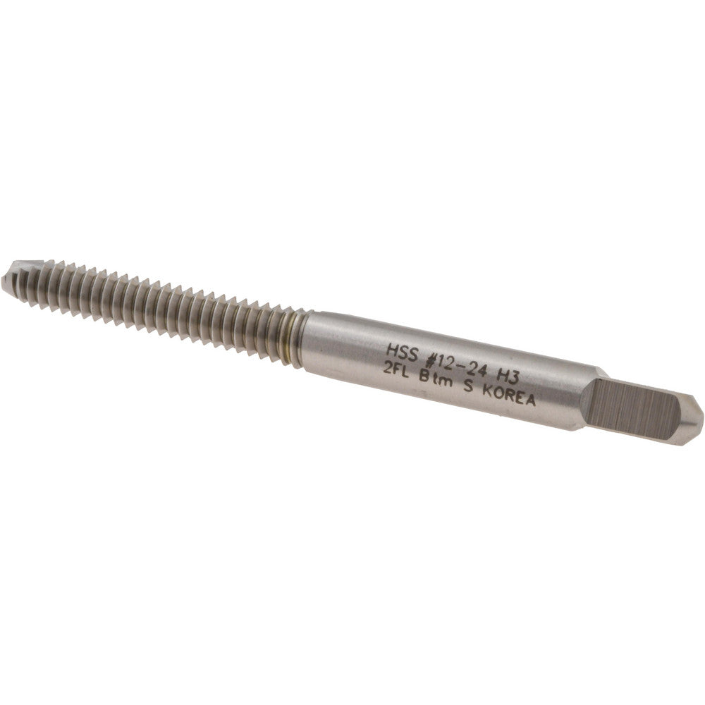 Hertel 008297AS Spiral Point Tap #12-24 UNC, 2 Flutes, Bottoming Chamfer, 2B/3B Class of Fit, HSS, Bright/Uncoated Coated