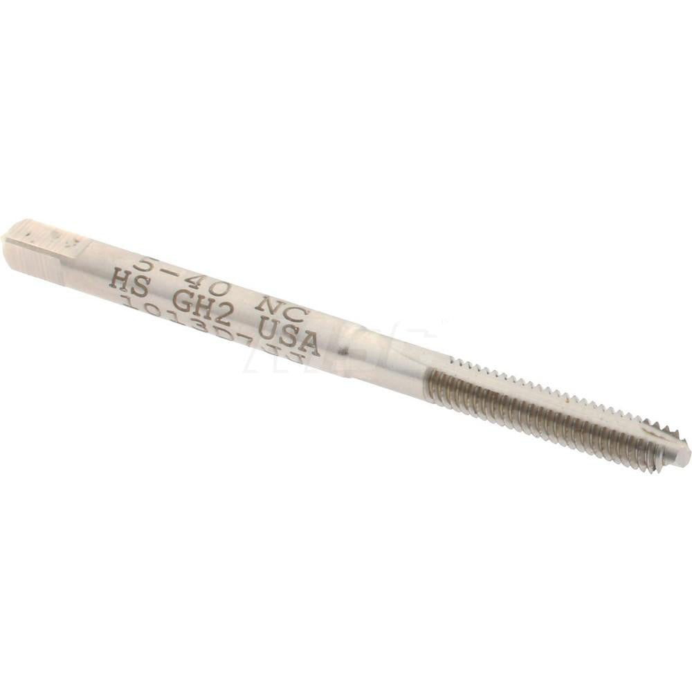 Hertel K008120AS Spiral Point Tap #5-40 UNC, 2 Flutes, Bottoming Chamfer, 2B/3B Class of Fit, HSS, Bright/Uncoated Coated