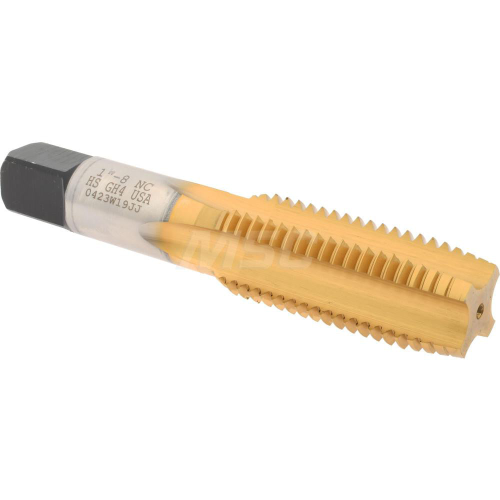 Hertel K008630AS25 Straight Flute Tap 1-8 UNC, 4 Flute, Plug Chamfer, 3B Class of Fit, High-Speed Steel, Titanium Nitride Finish