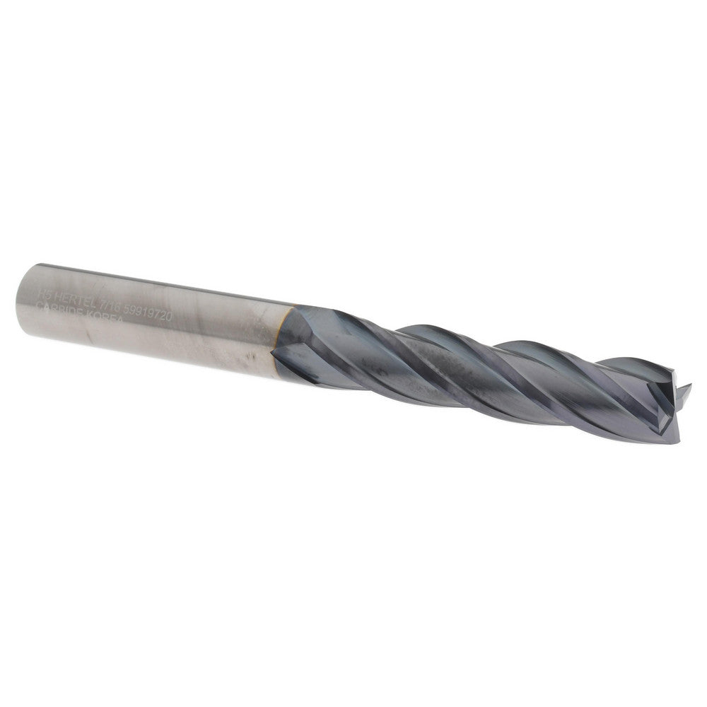 Hertel 59919720 Square End Mill 7/16" Dia, 2" LOC, 4 Flute, Solid Carbide