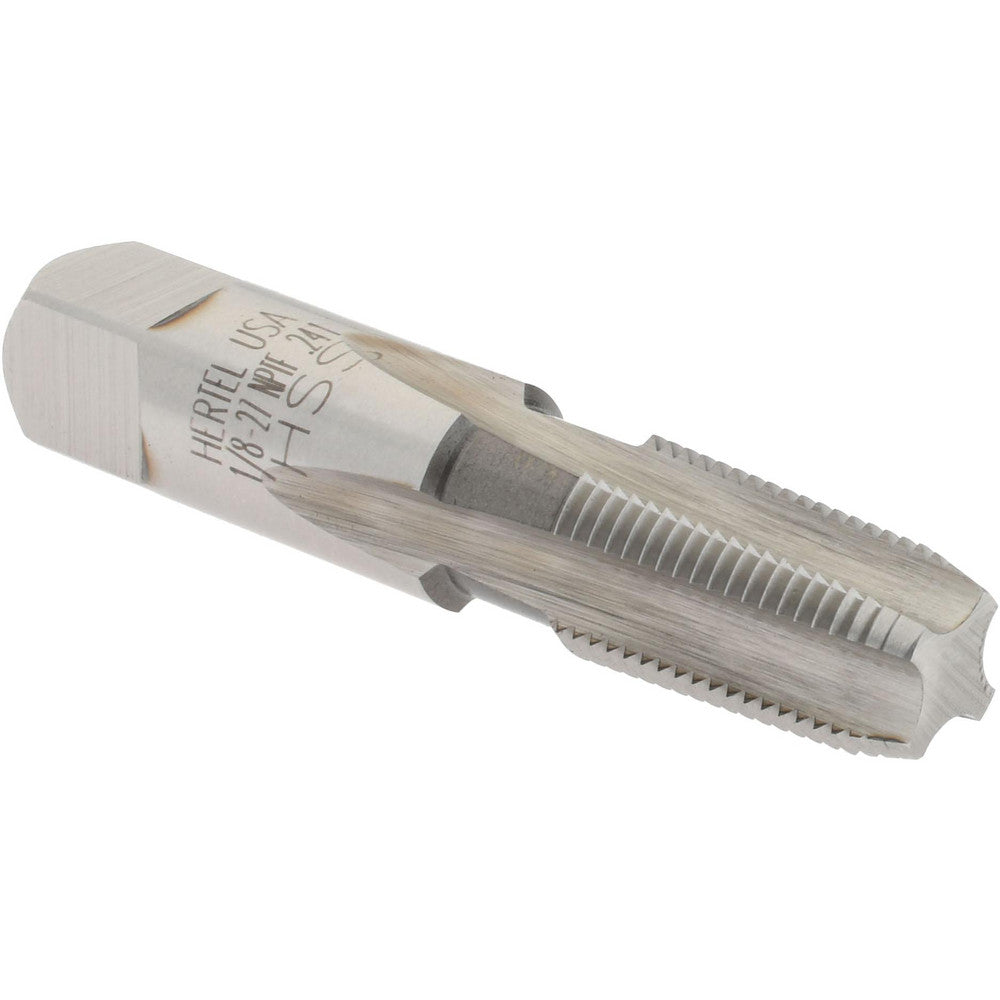 Hertel G837529-S Standard Pipe Tap 1/8-27, NPTF, 4 Flutes, High Speed Steel, Bright/Uncoated