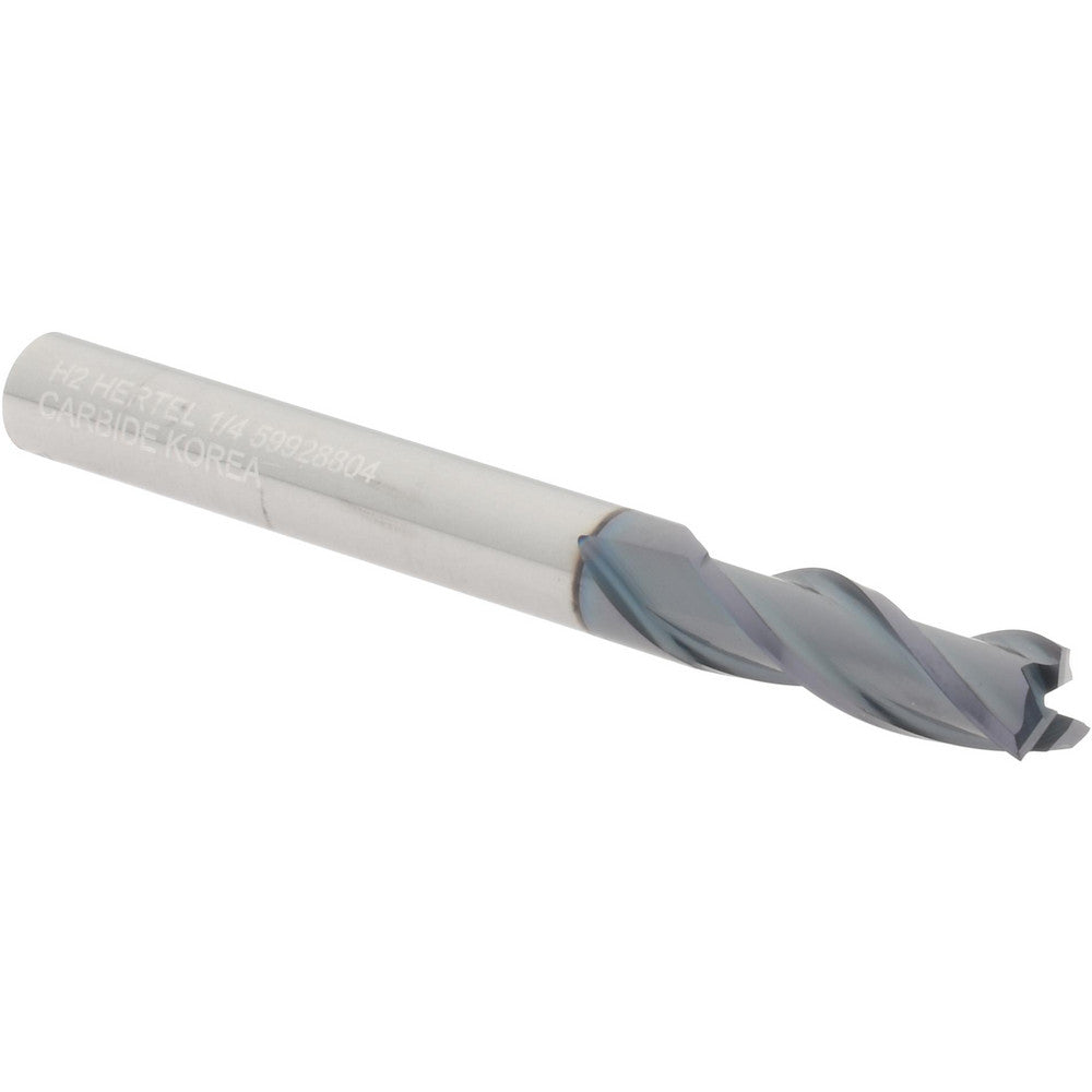 Hertel 59928804 Square End Mill 1/4" Dia, 3/4" LOC, 3 Flute, Solid Carbide