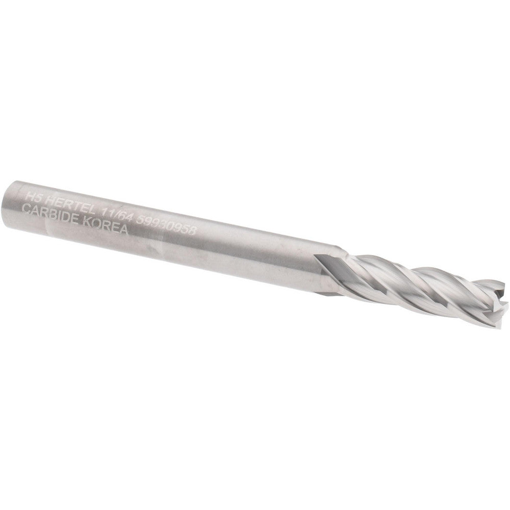 Hertel 59930958 Square End Mill 11/64" Dia, 9/16" LOC, 4 Flute, Solid Carbide