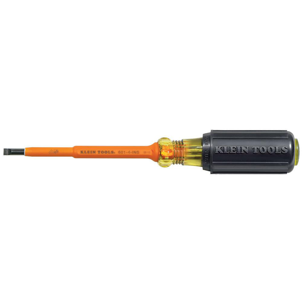 Klein Tools 601-4-INS Slotted Screwdriver 3/16" Width, 7-3/4" OAL, 4" Blade Length