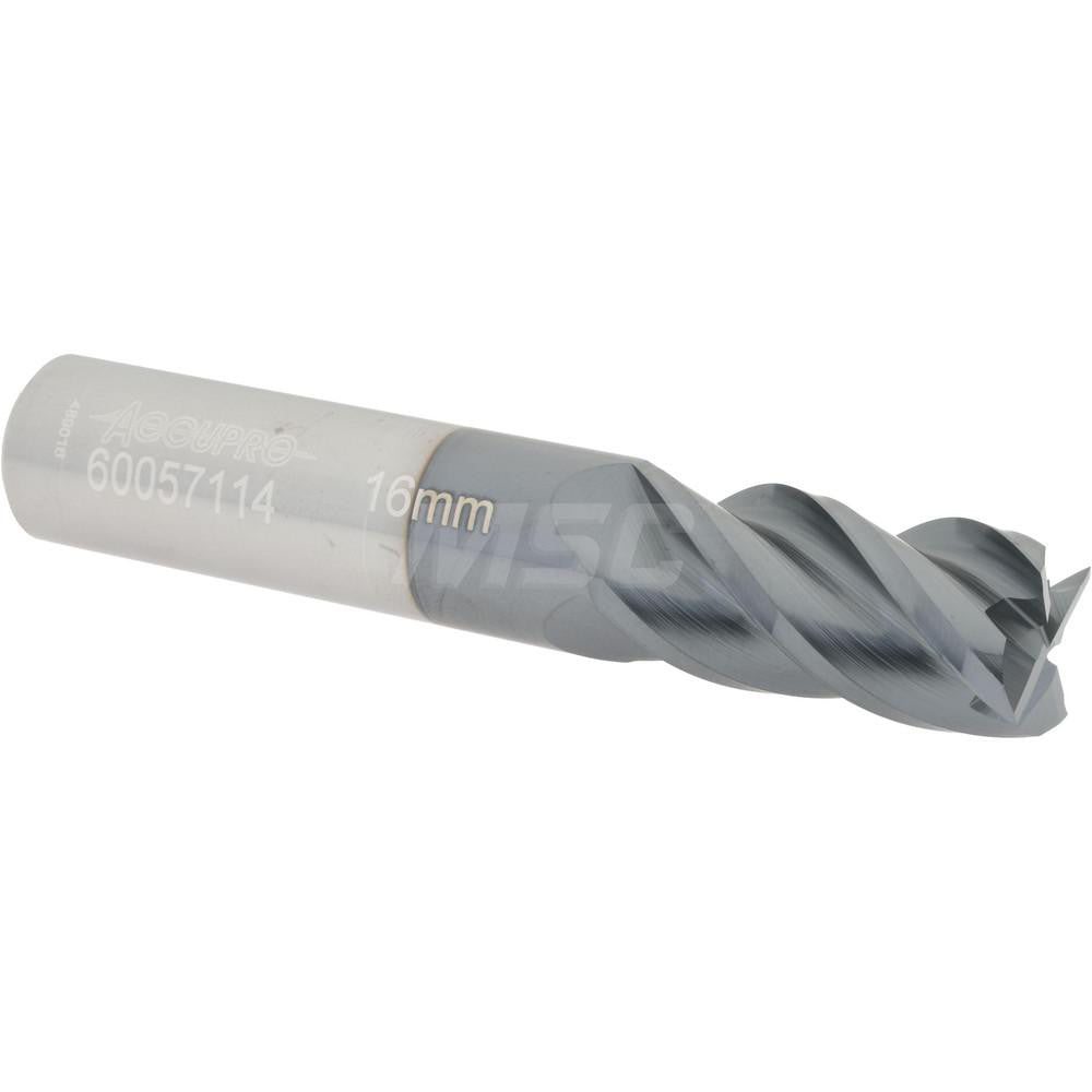 Accupro 60057114 Square End Mill 0.6299'' Dia, 1.2598'' LOC, 4 Flutes, Solid Carbide