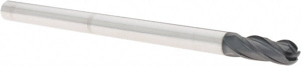 Iscar 5621051 Ball End Mill 1/4" Dia, 1/2" LOC, 4 Flute, Solid Carbide