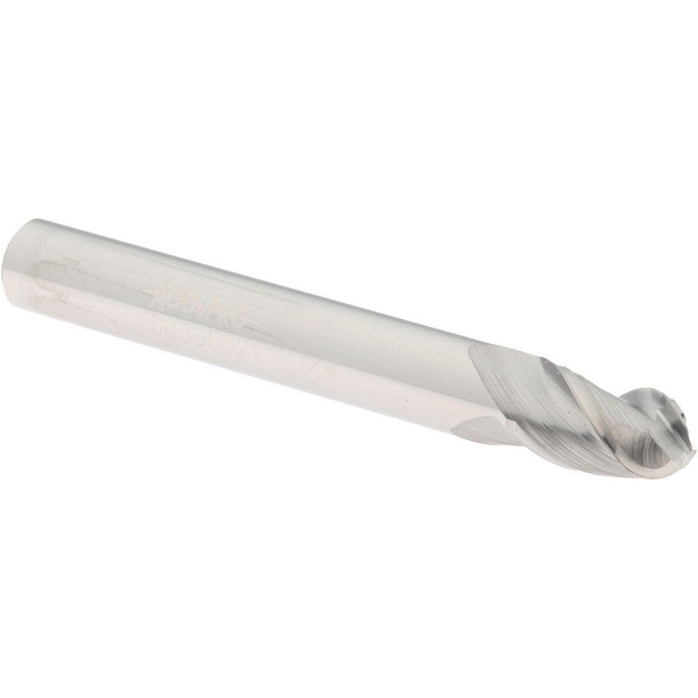 Accupro 60338621 Ball End Mill 0.25" Dia, 0.375" LOC, 3 Flute, Solid Carbide