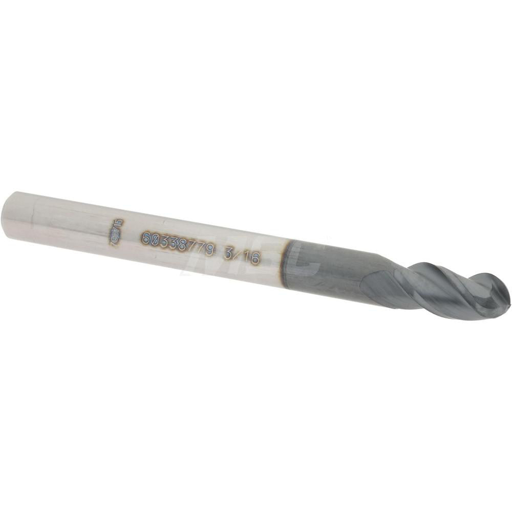Accupro 60338779 Ball End Mill 0.1875" Dia, 0.375" LOC, 3 Flute, Solid Carbide