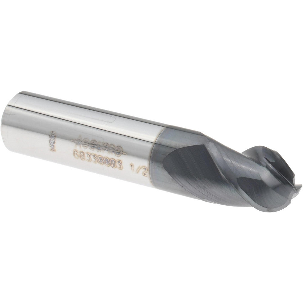 Accupro 60338803 Ball End Mill 1/2" Dia, 5/8" LOC, 3 Flute, Solid Carbide