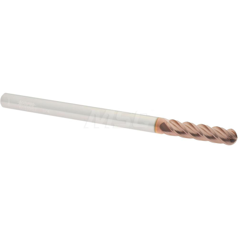 Accupro 60339157 Ball End Mill 0.25" Dia, 1" LOC, 4 Flute, Solid Carbide