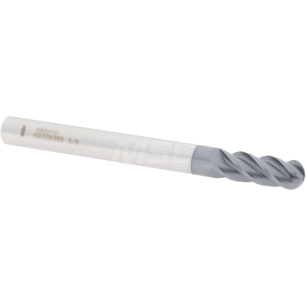 Accupro 60339355 Ball End Mill 0.375" Dia, 1" LOC, 4 Flute, Solid Carbide