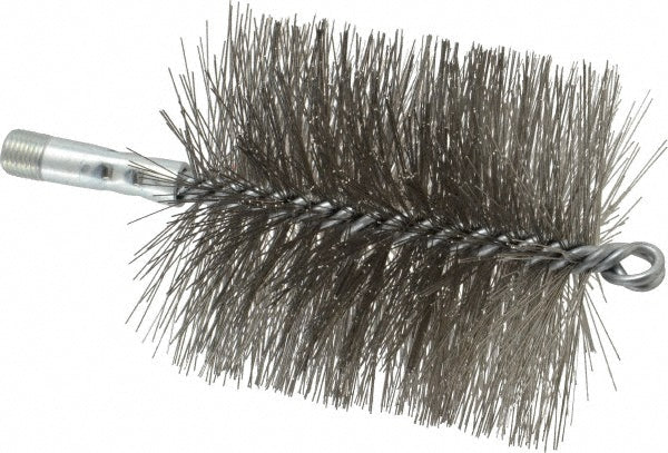 Schaefer Brush 43868 Double Stem/Spiral Tube Brush 4" Dia, 7-1/4" OAL, Stainless Steel Bristles