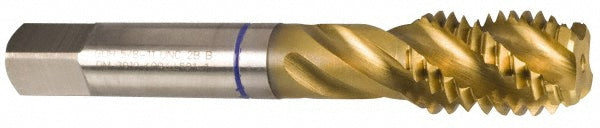 Guhring 9039090180000 Spiral Flute Tap M18 x 2.50, Metric Coarse, 4 Flute, Modified Bottoming, 6H Class of Fit, Powdered Metal, TiN Finish