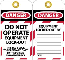 AccuformNMC LOTAG11-25 Lockout Tag Rectangle, 3" High, Unrippable Vinyl, "Danger"