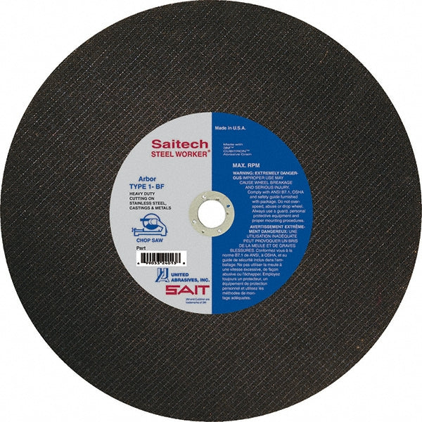 Sait 24033 Cutoff Wheel Type 1 (01/41), 12" Dia, 3/32" Thick, 1" Hole, Ceramic